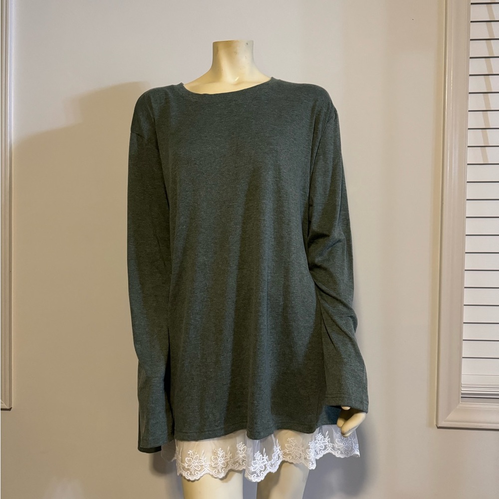 Ladies 3X tunic long sleeve pine green NWT